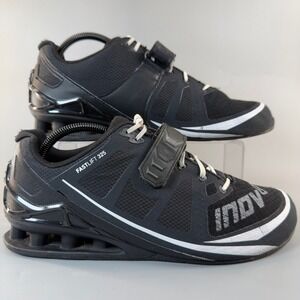 Inov8 Fastlift 325 Mens 10 Weight Lifting Shoes Black White Lace Strap Gym Train
